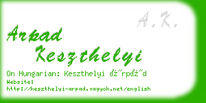 arpad keszthelyi business card